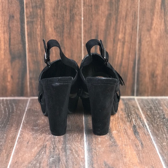 NIB Black Fringe Platform High Heel Sandals - Picture 4 of 8